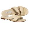 Manolo Blahnik - Light Beige Nappa Leather "Pallera" Knotted Sandals Sz 7
