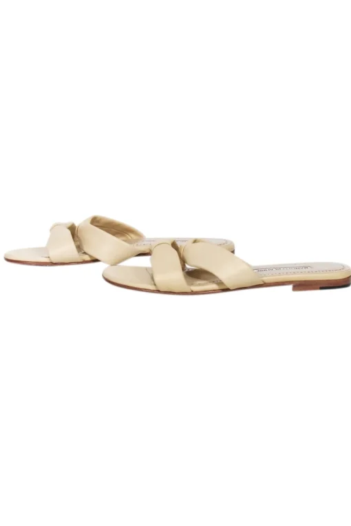 Manolo Blahnik - Light Beige Nappa Leather "Pallera" Knotted Sandals Sz 7