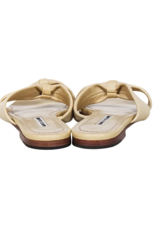 Manolo Blahnik - Light Beige Nappa Leather "Pallera" Knotted Sandals Sz 7