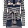 Marc by Marc Jacobs - Beige & Navy Striped & Polka Dot Sparkly Sweater Dress Sz M