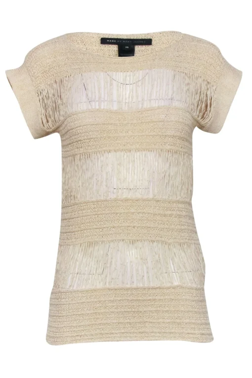 Marc by Marc Jacobs - Beige Short Sleeve Knit Top Sz XS