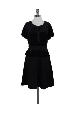Marc by Marc Jacobs - Black Short Sleeve Peplum Dress Sz M