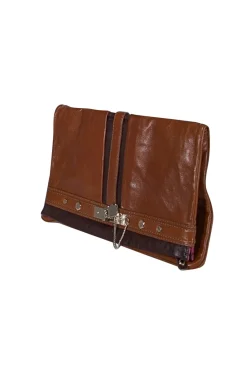 Marc by Marc Jacobs - Brown Leather Lock Front Detail Clutch