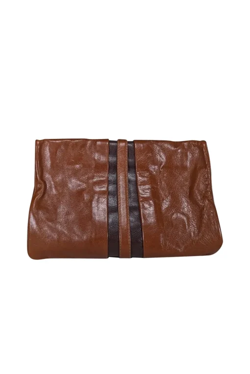 Marc by Marc Jacobs - Brown Leather Lock Front Detail Clutch