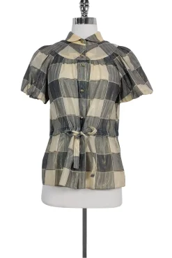 Marc by Marc Jacobs - Metallic Plaid Top Sz 6