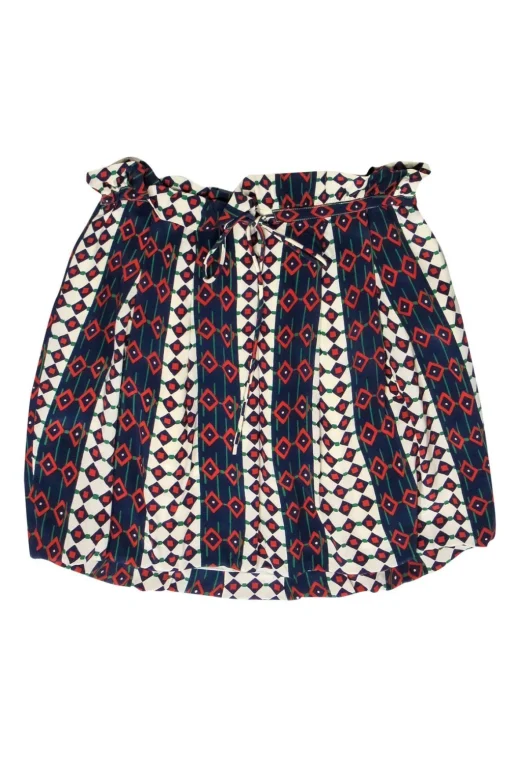 Marc by Marc Jacobs - White & Navy Striped & Geometric Print Bubble Skirt Sz 4