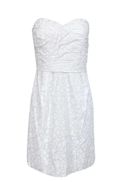 Marc by Marc Jacobs - White Strapless Cotton Dress w/ Ivory Floral Print Sz 6