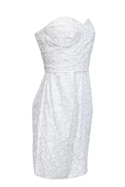 Marc by Marc Jacobs - White Strapless Cotton Dress w/ Ivory Floral Print Sz 6