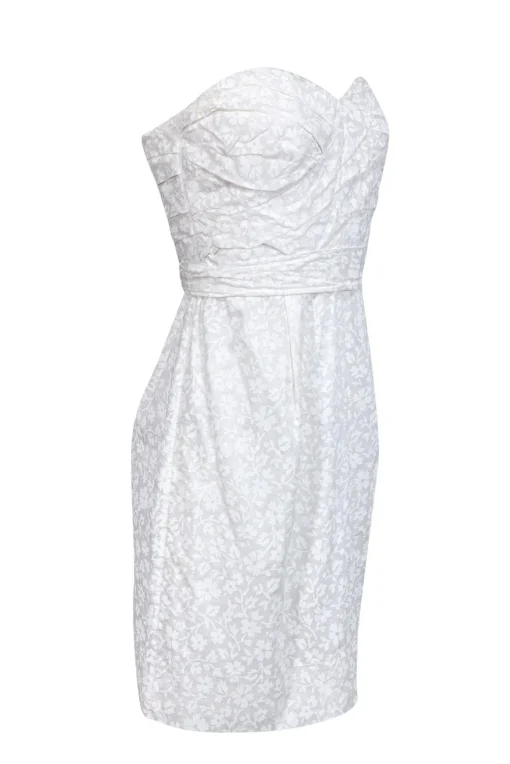 Marc by Marc Jacobs - White Strapless Cotton Dress w/ Ivory Floral Print Sz 6