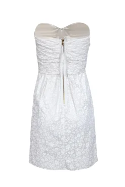 Marc by Marc Jacobs - White Strapless Cotton Dress w/ Ivory Floral Print Sz 6
