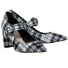 Marc Fisher - Black & White Plaid Mary-Jane Pumps w/ Buckle Closure Sz 7.5