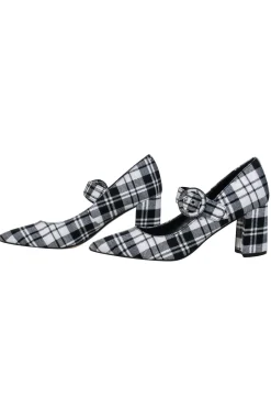 Marc Fisher - Black & White Plaid Mary-Jane Pumps w/ Buckle Closure Sz 7.5