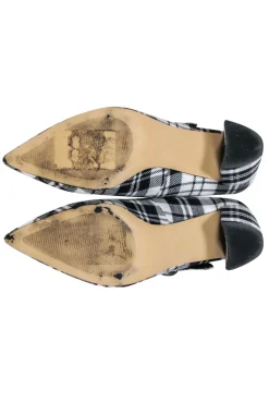 Marc Fisher - Black & White Plaid Mary-Jane Pumps w/ Buckle Closure Sz 7.5