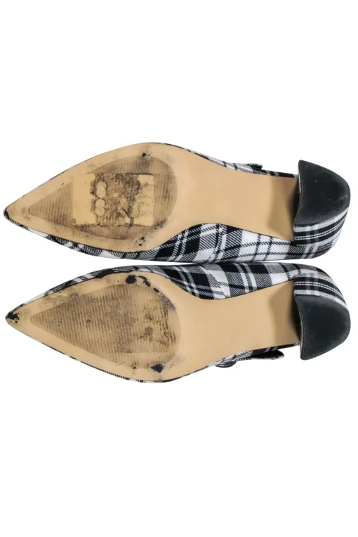 Marc Fisher - Black & White Plaid Mary-Jane Pumps w/ Buckle Closure Sz 7.5