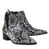 Marc Fisher - Grey & Black Leather Snakeskin Print Block Heel Booties Sz 8