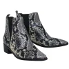 Marc Fisher - Grey & Black Leather Snakeskin Print Block Heel Booties Sz 6