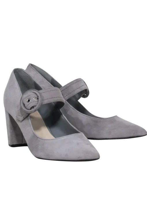 Marc Fisher - Grey Suede Mary-Jane Pumps w/ Buckle Closure Sz 7.5