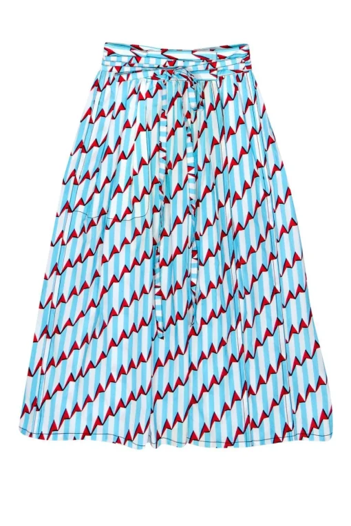 Marc Jacobs - Geometric Print Cotton Wrap Midi Skirt Sz 0