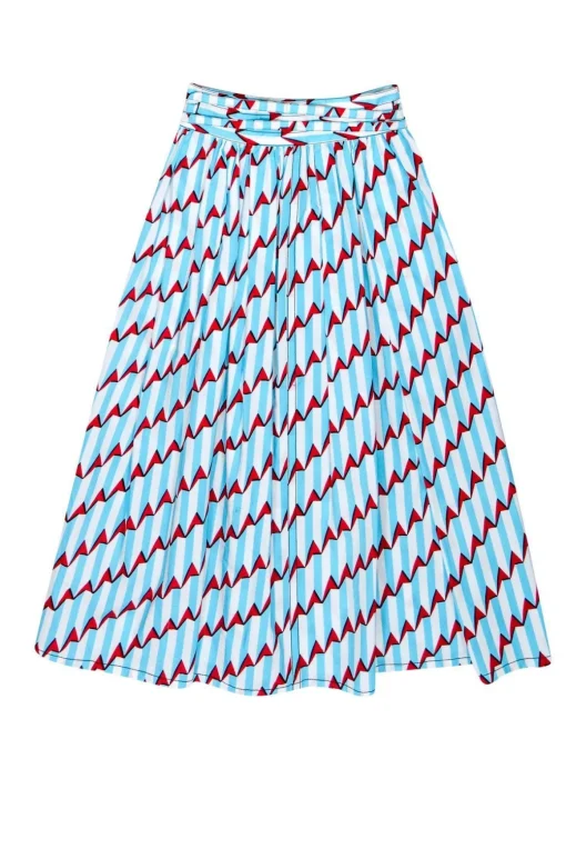 Marc Jacobs - Geometric Print Cotton Wrap Midi Skirt Sz 0