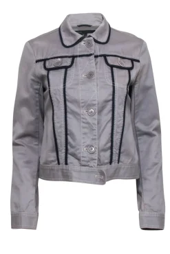 Marc Jacobs - Grey w/ Navy Trim Button Front Jacket Sz M