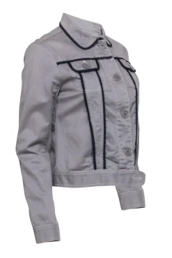 Marc Jacobs - Grey w/ Navy Trim Button Front Jacket Sz M