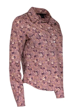 Marc Jacobs - Purple Floral Long Sleeve Collared Shirt Sz M