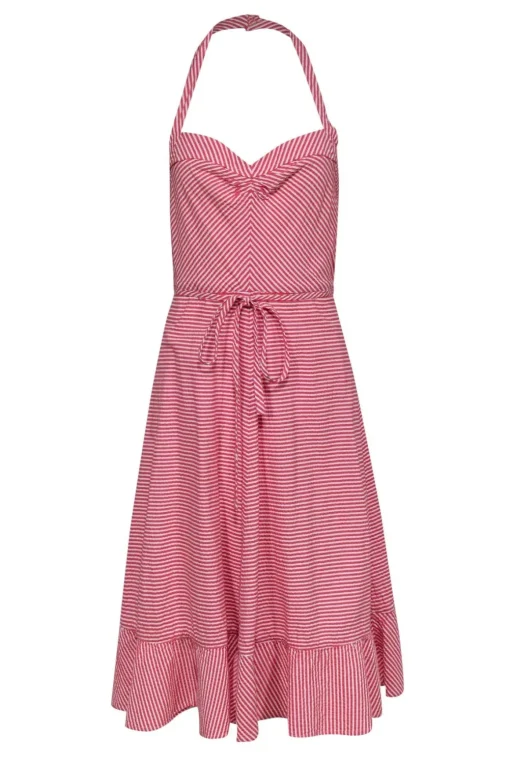 Marc Jacobs - Red & White Striped Seersucker Halter A-Line Dress Sz 6