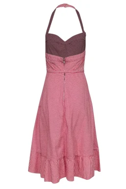 Marc Jacobs - Red & White Striped Seersucker Halter A-Line Dress Sz 6
