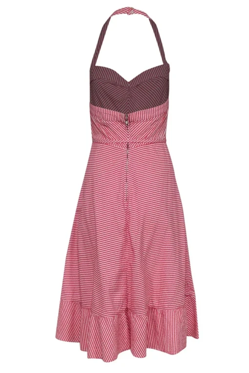 Marc Jacobs - Red & White Striped Seersucker Halter A-Line Dress Sz 6