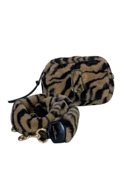 Marc Jacobs - Tan & Black Animal Print Faux Fur Snapshot Shoulder Bag