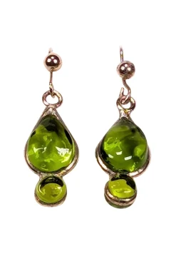 Marguerite de Valois - Light Green & Gold Toned Drop Dangle Earring