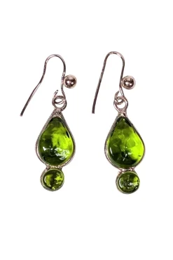 Marguerite de Valois - Light Green & Gold Toned Drop Dangle Earring