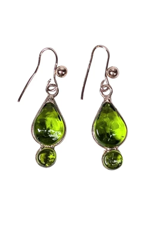 Marguerite de Valois - Light Green & Gold Toned Drop Dangle Earring