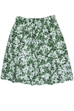 Marimekko - Green & White Floral Print Pleated Midi Skirt Sz 12