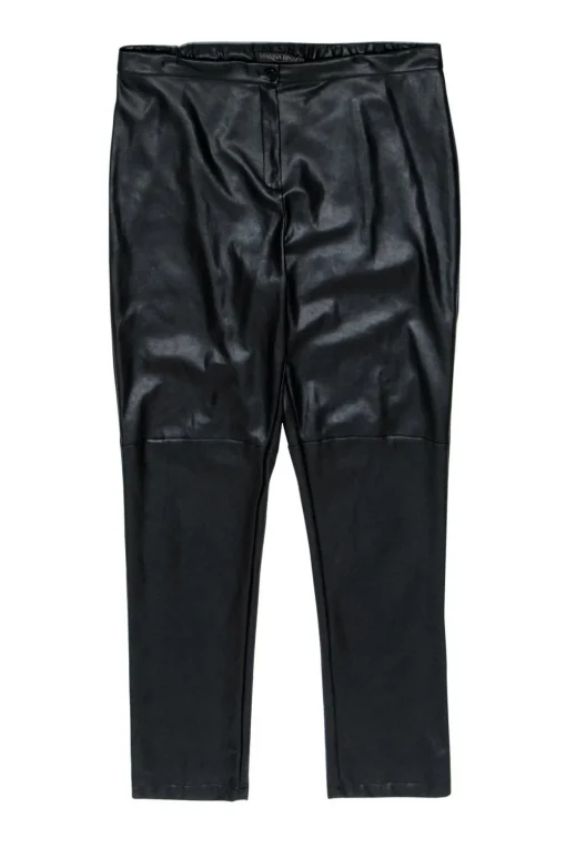 Marina Rinaldi - Black Faux Leather Skinny Trousers Sz 14