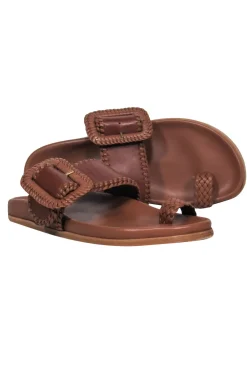 Marion Parke - Cognac Leather Sandals w/ Buckle Sz 6