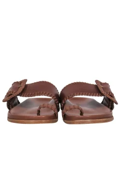 Marion Parke - Cognac Leather Sandals w/ Buckle Sz 6