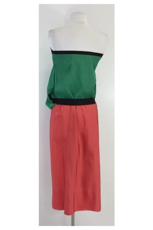 Marni - Green & Salmon Colorblock Strapless Dress Sz 4
