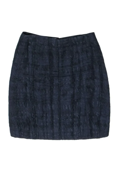Marni - Navy Metallic Textured Miniskirt Sz 4