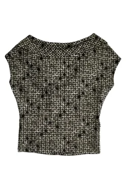 Marni - Olive Printed Fold Over Collar Top Sz 2