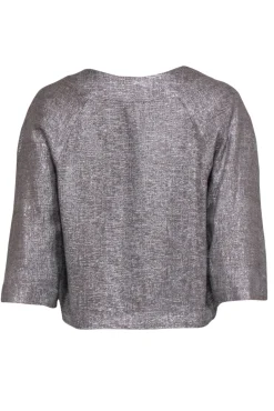 Marni - Silver Metallic Collarless Cropped Blazer Sz 8