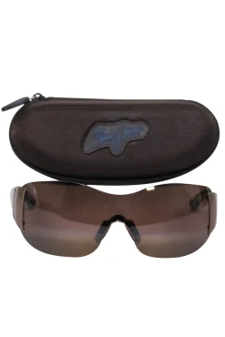 Maui Jim - Brown “Kula” Shield Sunglasses w/ Marbled Arms