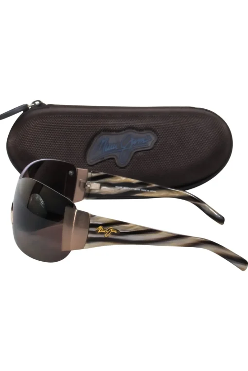 Maui Jim - Brown “Kula” Shield Sunglasses w/ Marbled Arms