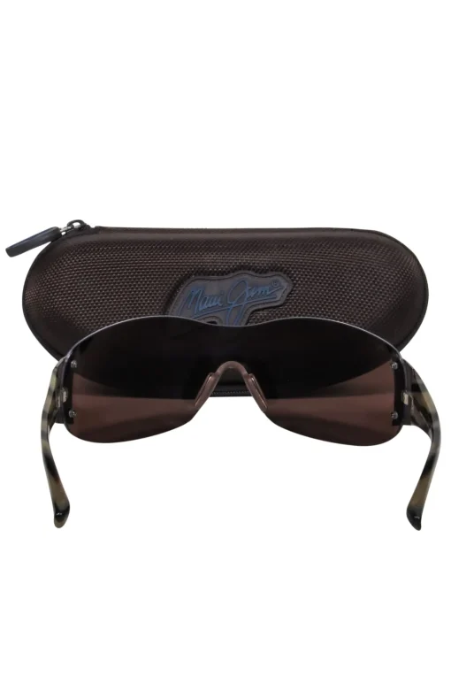 Maui Jim - Brown “Kula” Shield Sunglasses w/ Marbled Arms