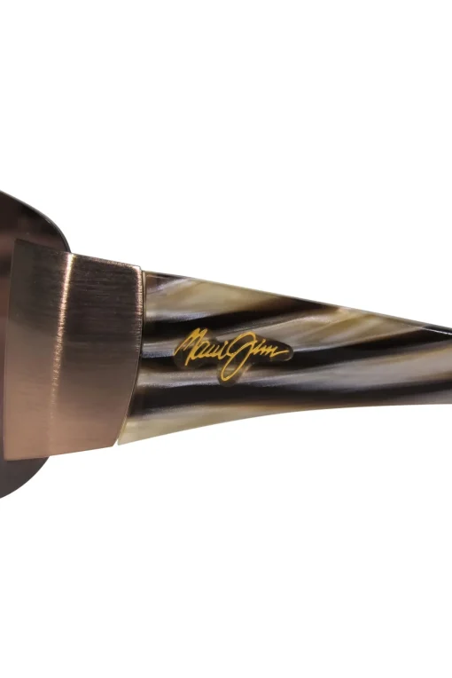 Maui Jim - Brown “Kula” Shield Sunglasses w/ Marbled Arms