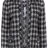 Max Mara - Black & White Plaid Woven Jacket w/ Beading Sz 14