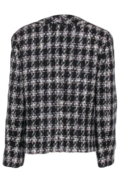 Max Mara - Black & White Plaid Woven Jacket w/ Beading Sz 14