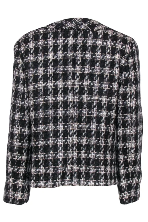 Max Mara - Black & White Plaid Woven Jacket w/ Beading Sz 14
