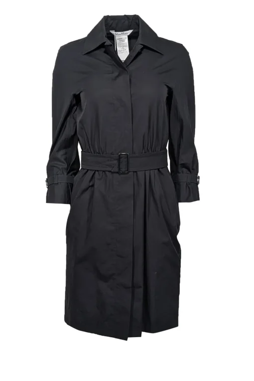 Max Mara - Black Cotton Belted Shirtdress Sz 6