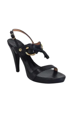Max Mara - Black Leather Tie Front Heels Sz 9